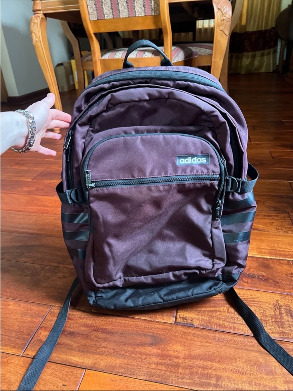 Large Maroon Adidas Backpack